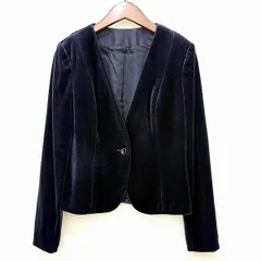 #wnc アナイ ANAYI ジャケット 38 濃紺 ベロア ノーカラー レディース [924605]