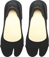 モードセレクト 足袋型 フットカバー レディース 脱げない 浅履き 足袋ソックス 薄手 かかと内側滑り止め付 23-25cm 2足セット(ブラック,  23-25)