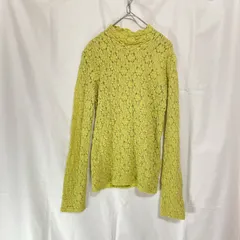 新品 未使用 タグ付き 定価3,960円 AZUL BY MOUSSY  アズールバイマウジー レディース カットレースロングスリーブトップス F フリーサイズ ライム グリーン イエロー ハイネック レース 重ね着 レイヤード おしゃれ 細見え お仕事着 春