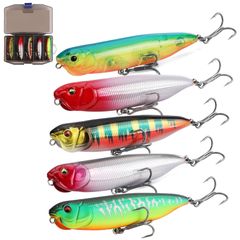 FLISSA ルアーセット ポッパールアー フィッシングルアー シンペン 5点セット マスタッドトレブルフック 90mm 10g FLISSA 青物/シーバス/ノーザンパイ/スズキ/ウォールアイ/マス/サケ ケース付き