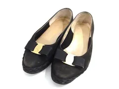 Salvatore Ferragamo フェラガモ ヴァラリボン スエード ヒール パンプス サイズ35 1/2(約22.5cm) 靴 シューズ ブラック系 DF4719