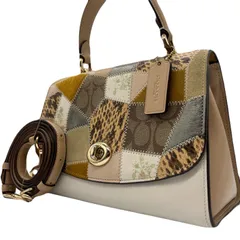 超希少<!-利用不可文字-!>COACH コーチ ハンドバッグ ショルダーバッグ 2way 手提げ 肩掛け 斜め掛け パッチワーク ターンロック トップハンドル クロコ