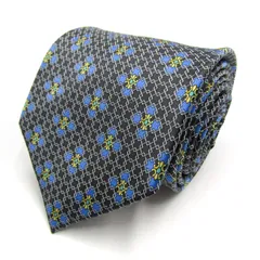 キミジマ ブランド ネクタイ シルク 格子柄 総柄 PO メンズ ブラック KIMIJIMA PARIS TOKYO 【中古】