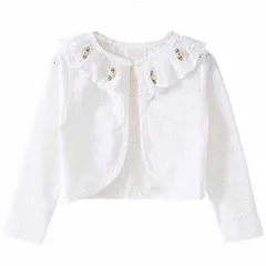 【新品】 [LIANFOR] 子供服 女の子 フォーマル 長袖 ボレロ カーディガン 子供 ボレロ 夏 薄 フォーマル 通園 発表会 演奏会 入園式 卒園式 エアコンジャケット (3/ホワイト 100) 1