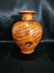3-45 世界遺産 屋久杉 壺 飾り台付き 花器 花瓶 装飾壺 木壺 無垢材主な素材木製