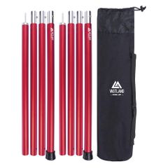 タープポール テントポール アルミ 2本セット レッド 280cm 直径33mm 8段階調節 収納バッグ付き VASTLAND（ヴァストランド）