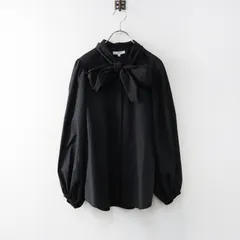 yoriヨリ　リボンパフスリーブブラウス　Fフリーサイズ　長袖トップス　ブラック yori リボンパフスリーブブラウス オンライン で 販売