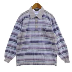 アーノルドパーマー Arnold Palmer ポロシャツ 長袖 切替え コットン 総柄 パープル 紫 ブルー 青 L