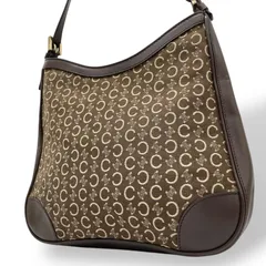 【美品】CELINE セリーヌ Cマカダム キャンバス レザー ショルダーバッグ ワンショルダー ブラウン ゴールド金具 ヴィンテージ エレガント カジュアル 大容量 肩掛け 斜めがけ 通勤 通学 旅行 デイリー レディース 上品 高級感 軽量 K5