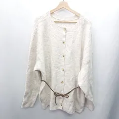 ◇ mily bilet ウエストリボン付き 長袖 ニットカーディガン サイズL ピンクベージュ　ブラウン レディース E  【1408060039920】