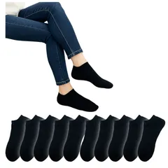 [Toré] 【トレ】 靴下 レディース くるぶしソックス 綿 耐久性 10足セット 22-25cm 消臭 抗菌 快適 通気性 速乾 臭わない 春 夏 秋 冬 年中 無地 くるぶし くるぶし丈 アンクル アンクル丈 スニーカー 黒 ブラック