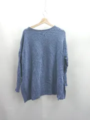 ◇ ⊇ LOWRYS FARM ローリーズファーム サイドスリット 長袖 ニット サイズF ブルー系 レディース E  【1412090009693】