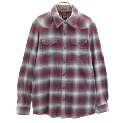 GAP ギャップ オンブレチェック 長袖 シャモアクロス ウエスタンシャツ M ボルドー フランネル メンズ 古着