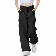 [Rolanko] 子供服 女の子 パラシュートパンツ キッズ カーゴパンツ Y2K ワイドパンツ ジョガーパンツ ダンスパンツ ゆったり 春 夏 秋 130-170