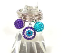 スワロフスキー　SWAROVSKI　クリスタル　パヴェボール　3連リング　指輪　サイズ刻印55/実寸13号　マルチカラー×シルバーカラー　送料無料