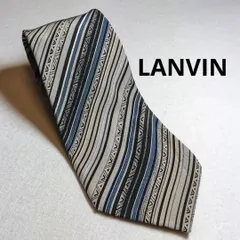 2:ネクタイ LANVIN 9.5㎝ シルバーグレー A 084 ◆