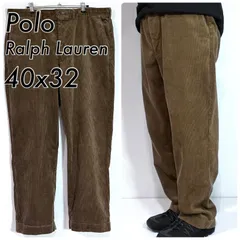 美品 80s 90s Polo by Ralph Lauren ポロ バイ ラルフローレン W40L32 実寸W39L30 ダークブラウン こげ茶色 DARK BROWN 太畝 ノータック コーデュロイパンツ スラックス チノ ワイドパンツ v25033130