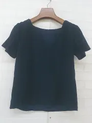 ◇ BANANA REPUBLIC バナナリパブリック ビジュー付 半袖 ブラウス カットソー サイズXS ネイビー レディース E  【1302010030374】