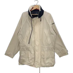90's vintage 90年代 ヴィンテージ NAUTICA ノーティカ マウンテンパーカー アウトドアジャケット フード収納 ライトアウター ワンポイント刺繡 オーバーサイズ ビックシルエット ホンコン製 M/Mサイズ アイボリー