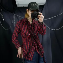 00s Diesel Block & Ombre Check Deformation Frills ( Bondage Parachute ) L/S Shirts ディーゼル ブロック オンブレチェック  変形 フリル ボンテージ パラシュート 長袖 シャツ