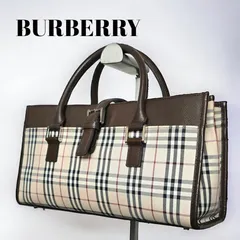 美品 BURBERRY バーバリー ハンドバッグ トートバッグ 鞄 手提げ 底鋲 ノバチェック柄 ベージュ系 レディース