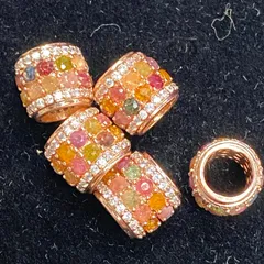 205  トルマリン　2列　ピンクゴールド　天然石パーツ