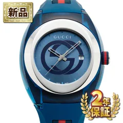 グッチ GUCCI 腕時計 シンク YA137104A インターロッキングG サンレイ ブルー文字盤 デイト ラバーベルト SS クオーツアナログ 【箱・保付き】のサムネイル