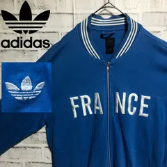 希少XLブルー🇫🇷FRANCE刺繍ロゴ 90s⭐️adidas トラックジャケット/ジャージ 刺繍トレファイル vintage ブルー