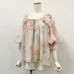 56h1 GRACE CONTINENTAL グレースコンチネンタル 長袖ブラウス ローズプリントトップス シフォンブラウス ドロストスリーブ レディース 女性用 13141122-0 2-36 ピンク シルク100％