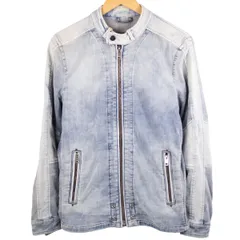 【DIESEL】ディーゼル デニム ライダースジャケット シングル Gジャン アウター ダメージ加工 水色 Sサイズ 【中古品】 USED-AB 【9356】