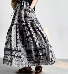 モード系  デザイン  レトロスカート   スプライシング  夏   新スタイル  ファッショナブル  プリーツ  スリムホリデー   ロングスカート  女性  オーバーサイズ