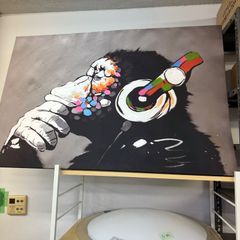 引き取り限定　バンクシー　アートパネル　80㎝×120㎝　絵画　絵　壁掛け　ポスター
