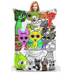 スプランキー キャラクタープリントファランネル毛布 四季通用 Sprunki Plush エアコンカバー 70*100cm 7種デザイン選択可