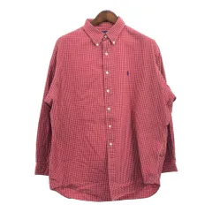 90年代 RALPH LAUREN ラルフローレン YARMOUTH ボタンダウン 長袖シャツ チェック レッド (メンズ 17 1/2) 中古 古着 Q2432
