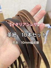 【オイルレザー】本革革紐 ハギレセット 革テープ 端革 チョコ 10本セット【イタリアンレザー】
