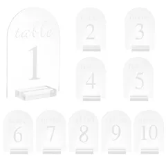 uxcell アーチアクリルサイン スタンド付き アクリル アーチテーブルナンバーホルダー ウェディング テーブルセンターピースの装飾用 クリア 12.7 x 17.8 cm ナンバー1-10 10個