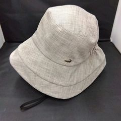 クロコダイル ハット 帽子 M 大きめつば 遮光99.9 黒 あご紐付き
