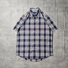 『 TOMMY HILFIGER / トミーヒルフィガー 』 BDチェックシャツ / Mサイズ / ネイビー色 スリムフィットシリーズ 胸ポケットにはロゴ刺繍 機能性とデザイン性を兼ね備えた肩肘張らない一着