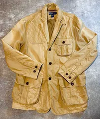Polo by Ralph Lauren ラルフ ラルフローレン 90年代 90s 90's HUNTING JACKET ハンティング ジャケット コットン ダック ガンパッチ ブレザー テーラード 切替 本革 レザー フィールド ブラウン