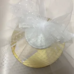 [白ver] トークハット　トーク帽　カクテルハット　ヘッドドレス　リボン　H　２　網ロング