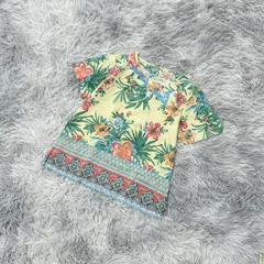 【良品】BEAMS HEART  ビームスハート  半袖カットソー  ハワイアン  総柄  (F)  summer  カワイイ  レディース  イエロー系  黄色【送料無料】