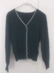 ◇ MEME コットン ニット 長袖 カーディガン サイズF ブラック レディース P  【1302280004662】