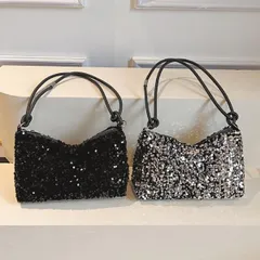 【ちょうどいいサイズ】パーティーバッグ 結婚式 大きめ スパンコール キラキラ クラッチバッグ ショルダーバッグ レディース フォーマル _c