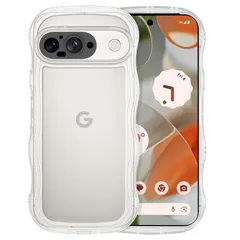 ストラップホール付き ワイヤレス充電対応 pixel9 スマホケース アクスタが入る 黄ばみなし グーグルピクセル9 おしゃれ 薄型 超軽量 耐衝撃 なみなみ 韓国 人気 マツと感 ケース カバー（クリア ケース 純透明 うねうね TPU ソフト 純透明 9