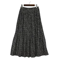 SALOON サルーン 花柄 プリーツロングスカート sizeF/ブラック