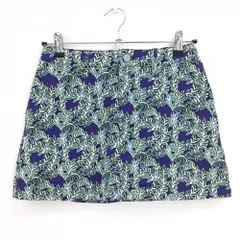 【超美品】ジャックバニー スカート パープル×グリーン リーフ柄 内側インナーパンツ LIBERTY レディース 0(S) ゴルフウェア Jack Bunny