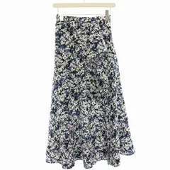 スナイデル SNIDEL 23SS フロントドレープスカート フレアスカート 花柄 ロング マキシ 0 紺 ネイビー 白 ホワイト SWFS232122 /HN