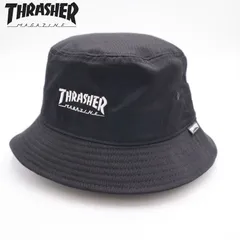 新品 THRASHER スラッシャー 正規品 バケットハット バケハ HAT 帽子 刺繍 ロゴ スケボー スケートボード スケーター ストリート ワンポイント ユニセックス メンズ レディース 黒 ブラック