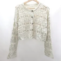 ◇ Θ mily bilet コットン系　クロップド　シアーニット 長袖 カーディガン サイズM ベージュ レディース E  【1409100067484】