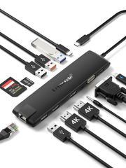 Size: 13-in-1 Docking Station, Multifunctional 2 HDMI and LAN Docking Station, MST USB C Hub, 13-in-1 Lemorele USB 3.0 Hub, 4K@30Hz HDMI Output, VGA, 3.5mm Sound Port, Type-C Adapter